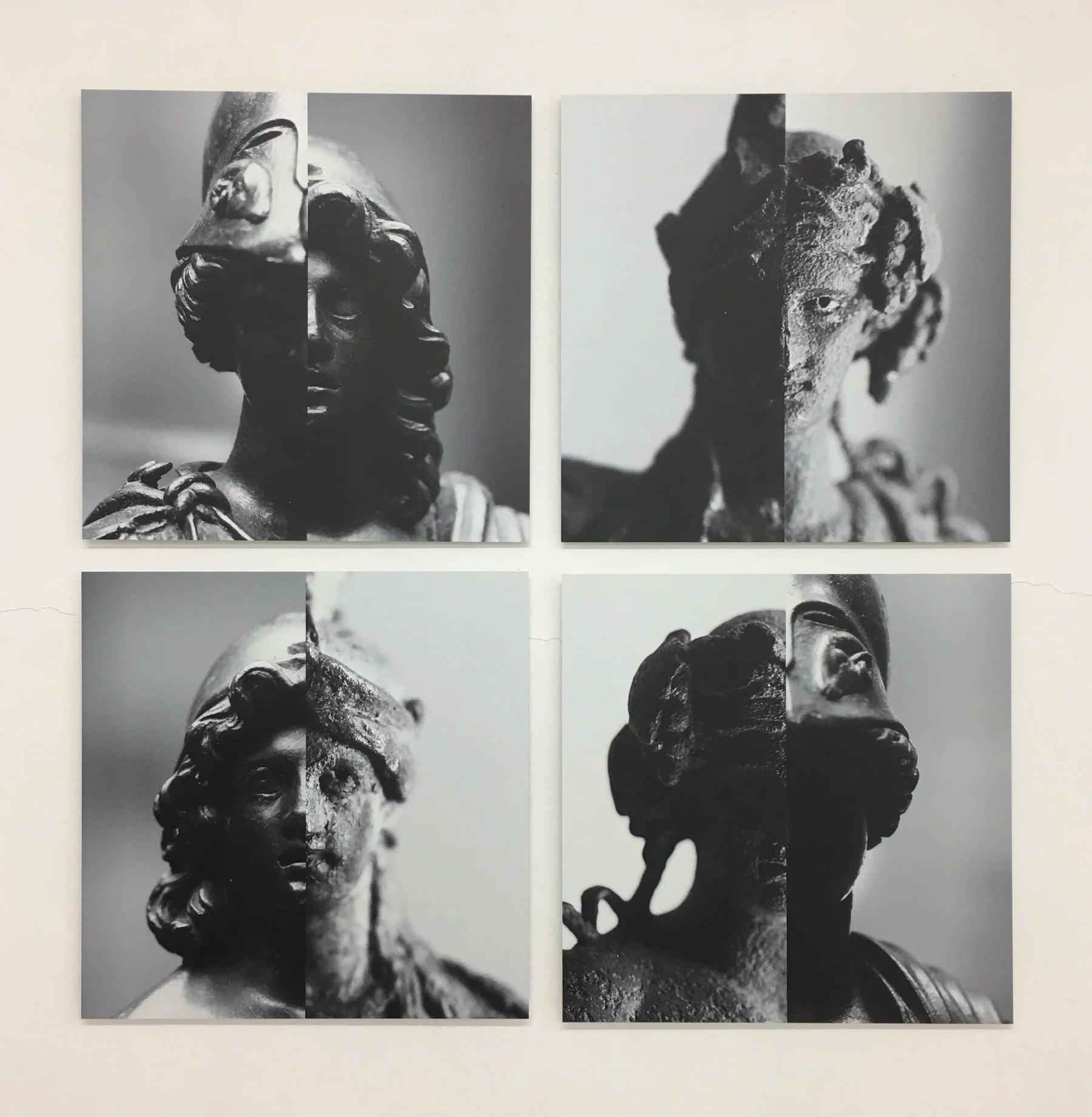 “Athena-Dionysian Justice”, four 50 x 50 cm aluminium prints, 2018